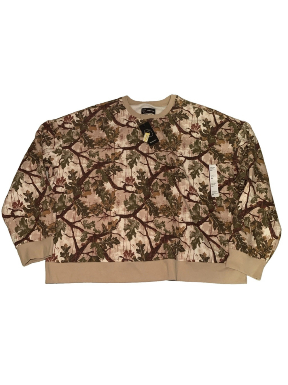 Original Use Sweatshirt Mens XLarge Beige Camo Fleece Crew Neck Pullover Outdoor